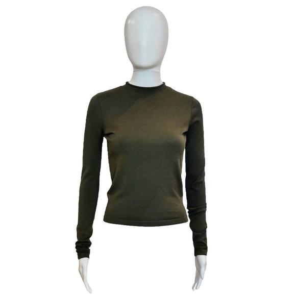 NEW AMANDA MARIA women's long sleeve mock neck top in olive